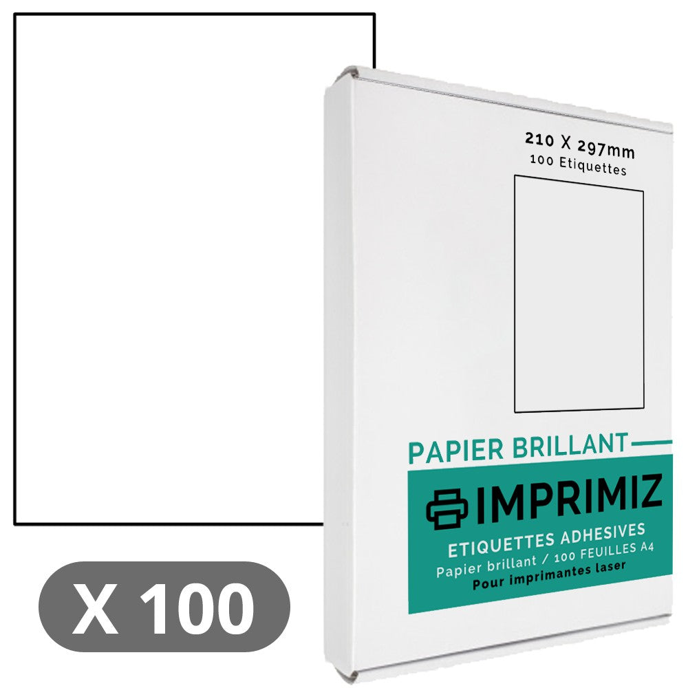 100 Labels 210 x 297 mm - 100 A4 Sheets - Glossy Paper