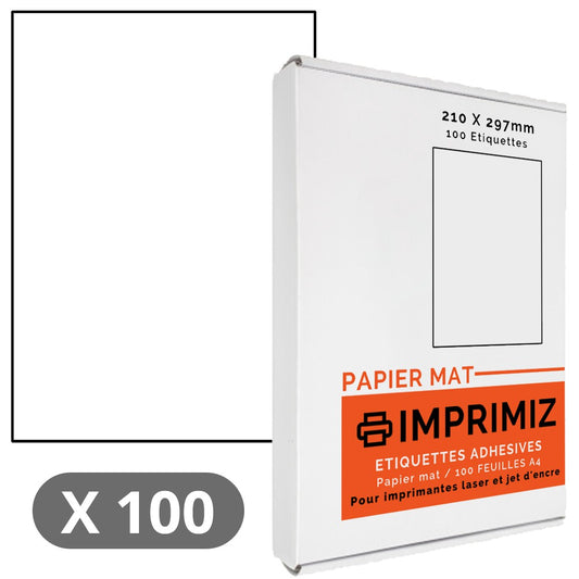 100 Étiquettes 210 X 297 mm - 100 Feuilles A4 - Papier Mat – Imprimiz