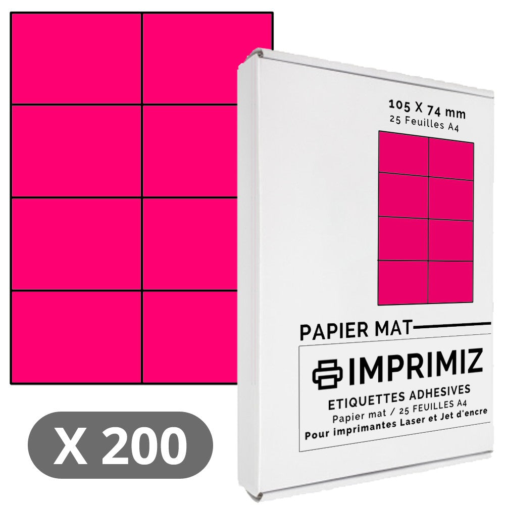 200 Étiquettes 210 x 148 mm - 100 Feuilles A4 - Papier Brillant